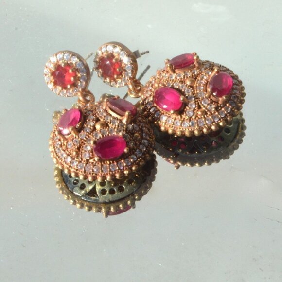 Genuine Ruby Sapphire Sterling Silver Earrings 925 - Picture 8 of 11